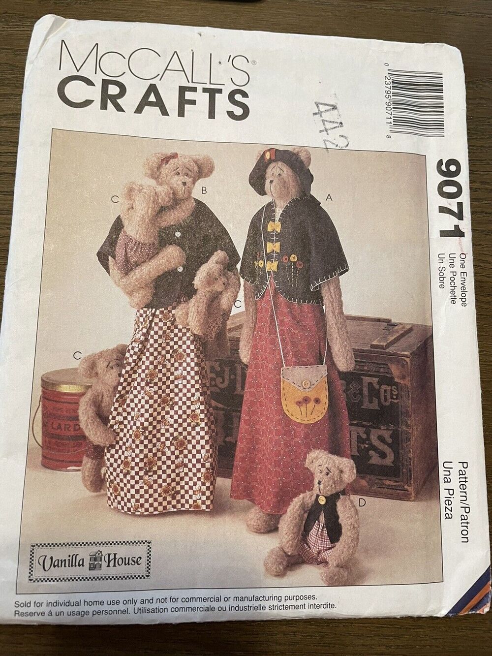 McCalls Crafts 9071 Sew Many Bears Mother Baby Babies Mama Clothes Bear 26" 10"